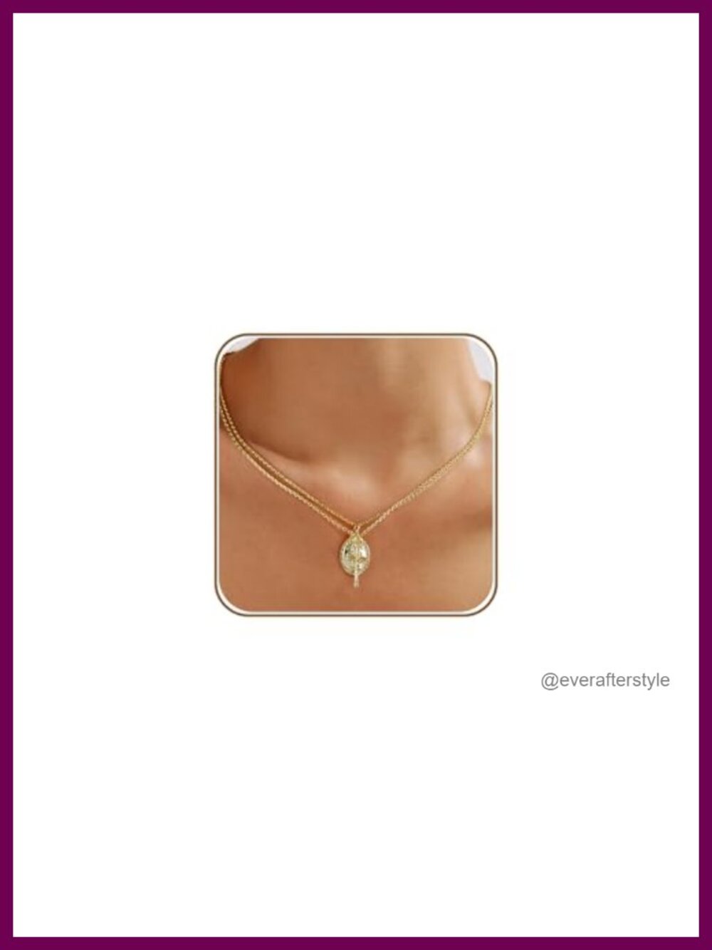 Layered Cross & Virgin Mary Pendant Necklace Rose Gold Plated Dainty Chain